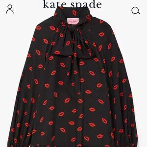 Kate Spade Black Kisses Long Sleeve Dress Size XL